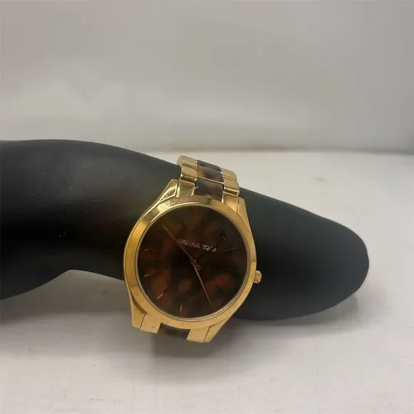 Michael Kors Women's Gold-Tone Tortoise Dial Luxury Watch - Picture 2 of 6